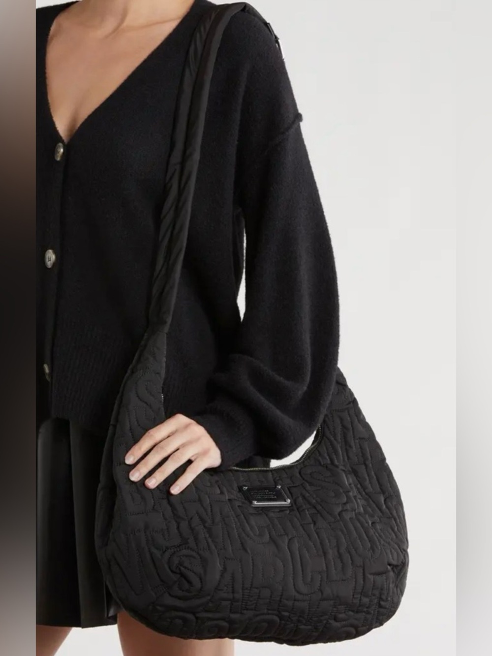 Marc Jacobs NWT Nylon Jumbled Logo Black Quilted Shoulder Bag - Picture 13 of 13